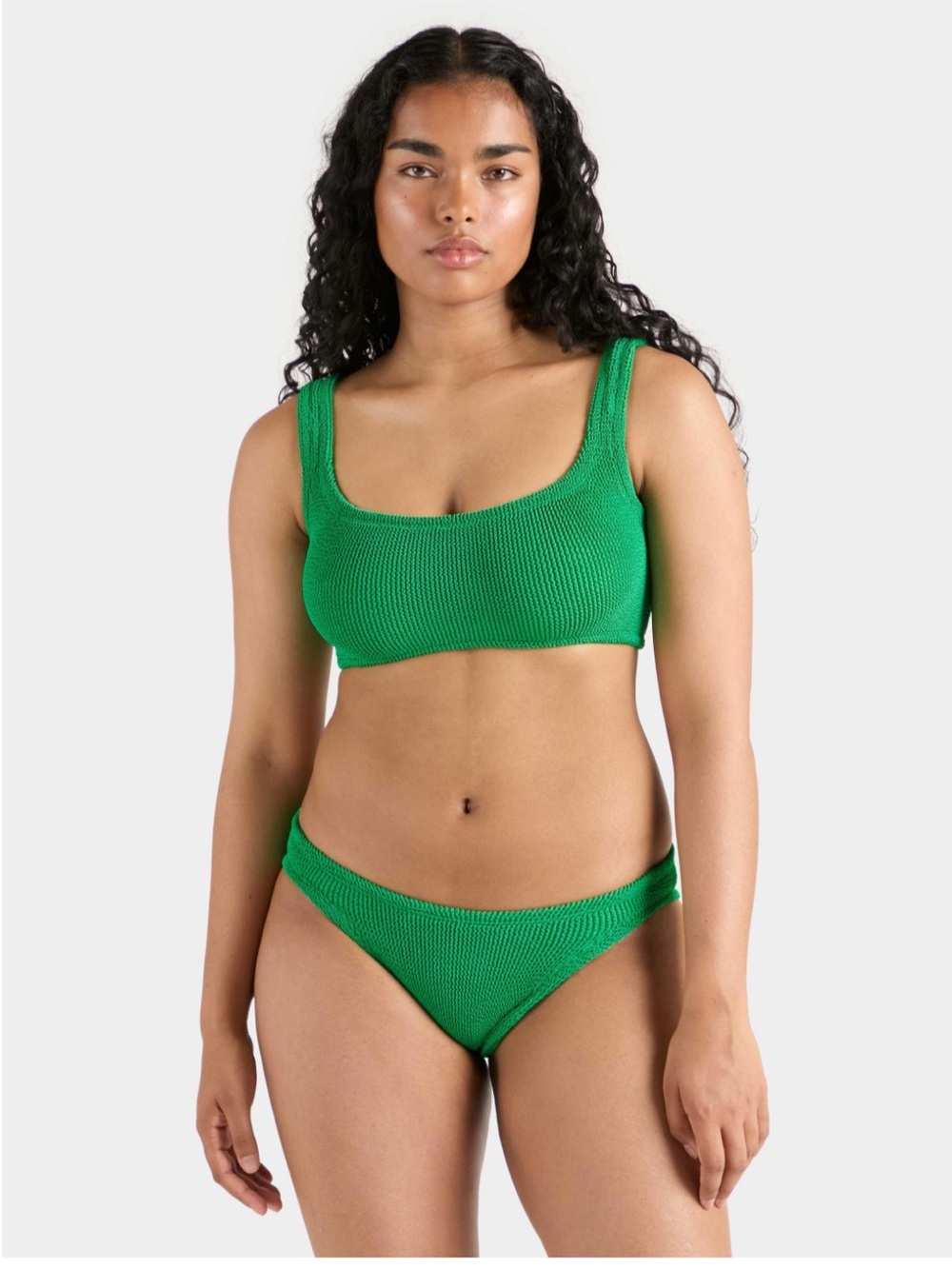 NWOT Hunza G Xandra Green Bikini Square Neck Stretch One Size Summer Beach